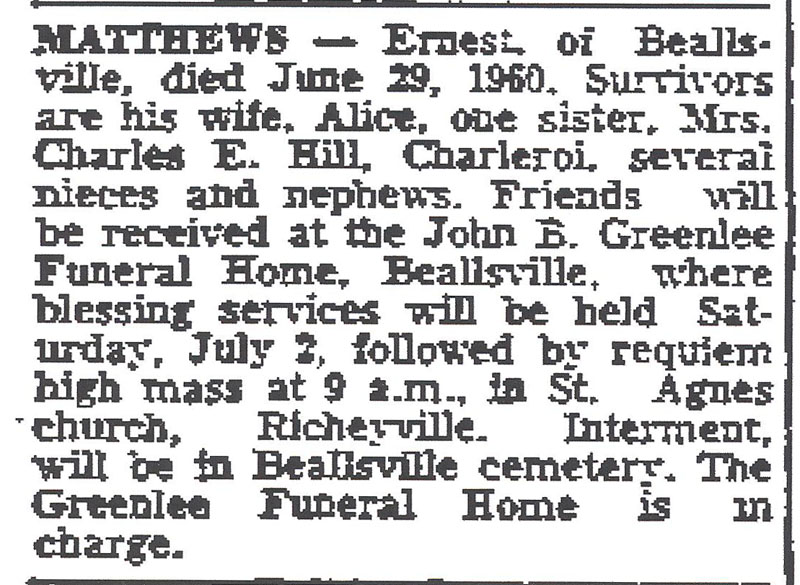 Ernest Matthews obit